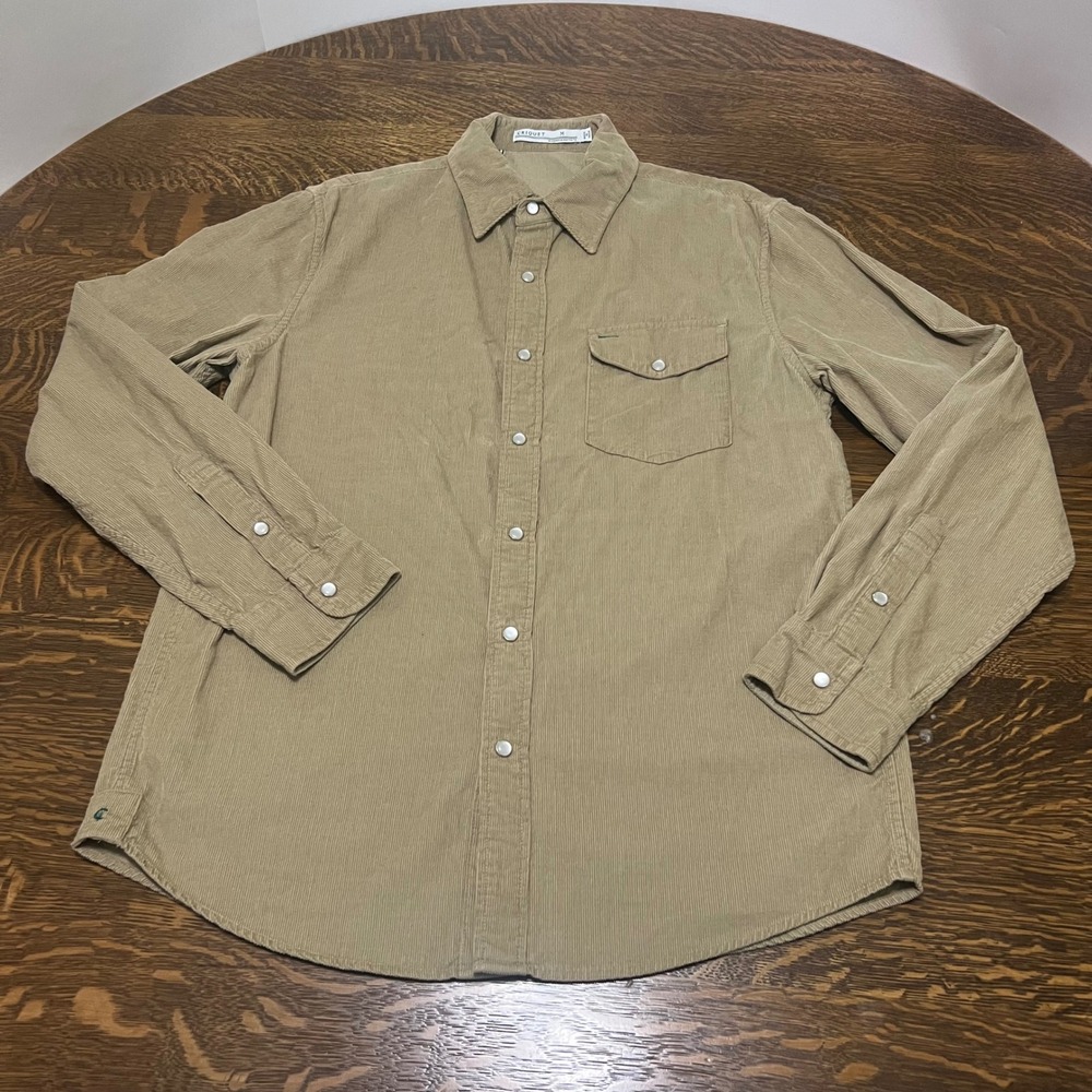 Criquet Corduroy Shirt Mens Medium Tan Snap Front Long Sleeve Cotton Pocket